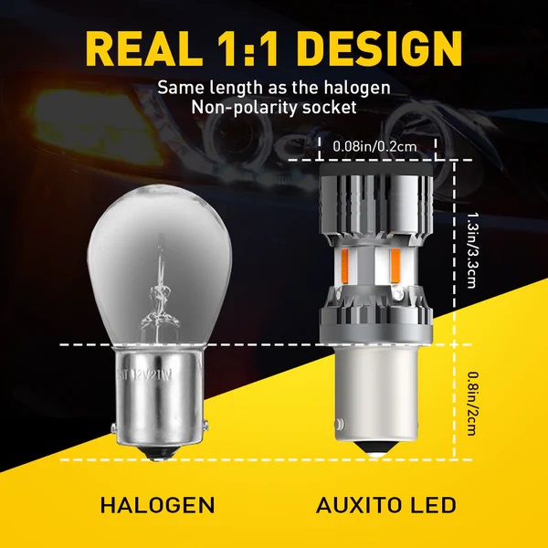 1157 bau15s amber yellow led turn signal light bulbs with build in load resistor canbus error free 38015717933300_x600