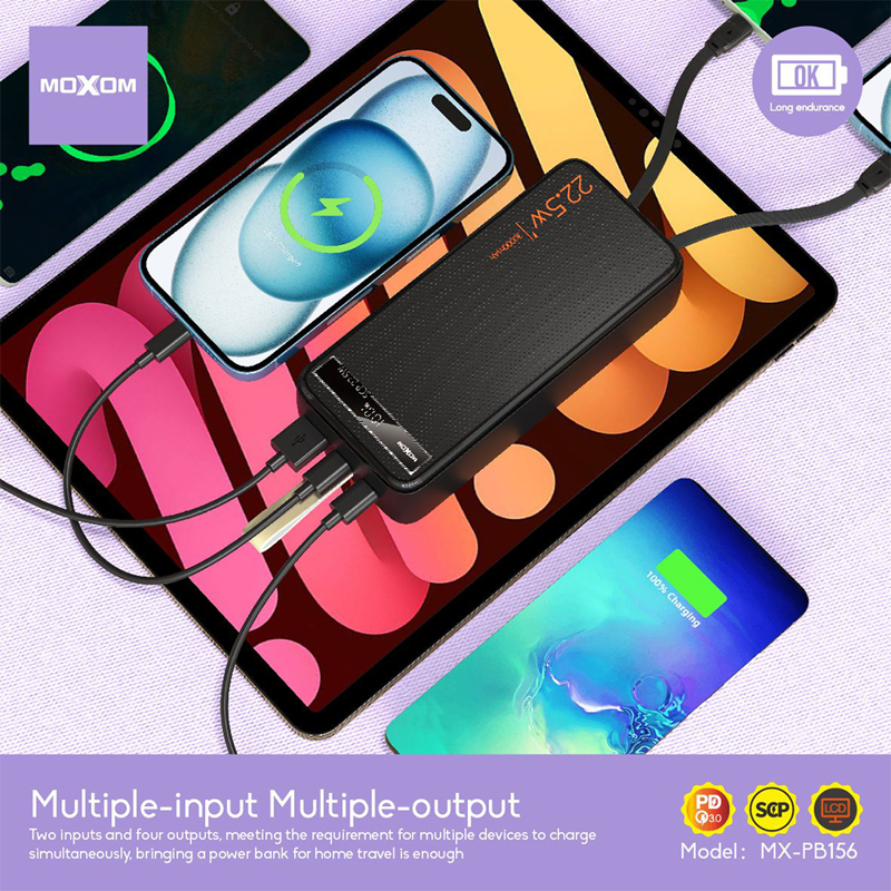 Power bank Moxom MX-PB156 Fast charging 30000mAh SCP22.5W+PD20W crni BAT9382_03_800