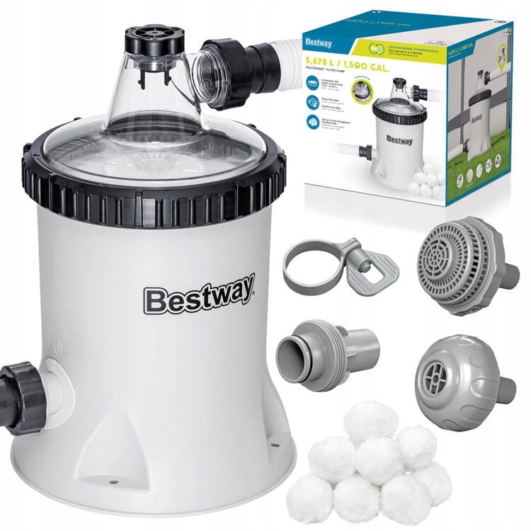 Bestway Polysphere filter pumpa za bazene 5678 L/h (1500 gal) Bestway Pompa piaskowa do basenu Wydajnosc 5678 l h 58870