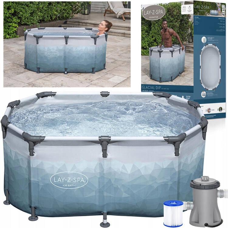 Bestway Lay-Z-Spa ovalna kada za terapiju hladnom vodom – Ice Bath Bestway Zestaw Zbiornik do MORSOWANIA Glacial Dip pompa 150x90cm 6002N