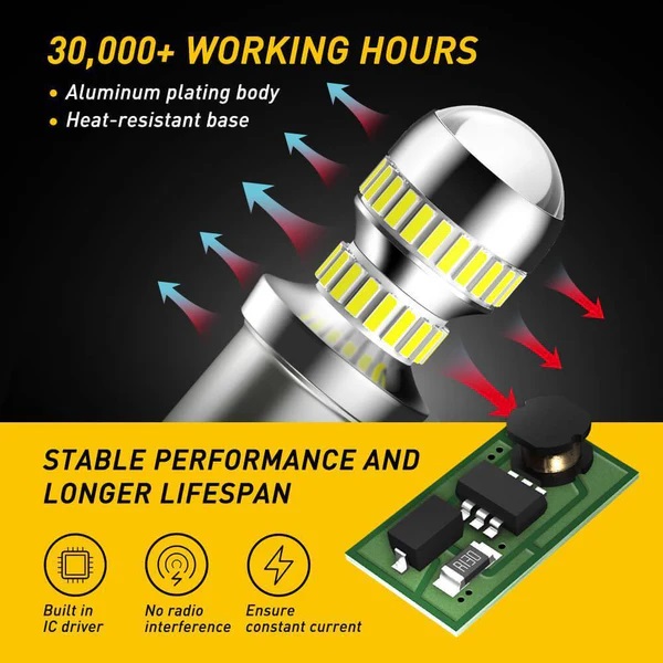 AUXITO LED sijalice 1156 BA15S P21W 7506 6000K 1156-54H-DD-W2 auxito 2600lm 1156 led bulbs ba15s p21w 7506 led light bulbs for backup reverse light bulb tail light 6000k white 31630054523032_x600