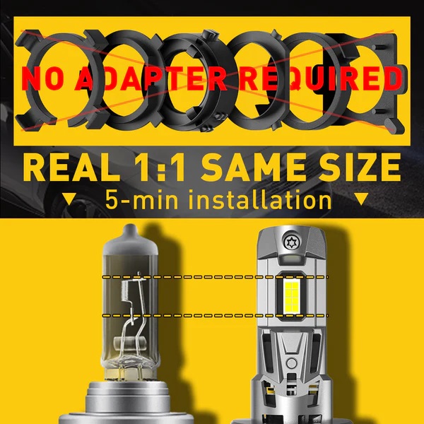 auxito h7 led headlight bulb 18000lm 600 brighter h7 headlight bulb 6500k cool white 1 1 size no adapter required pack of 2 40634064994548_x600