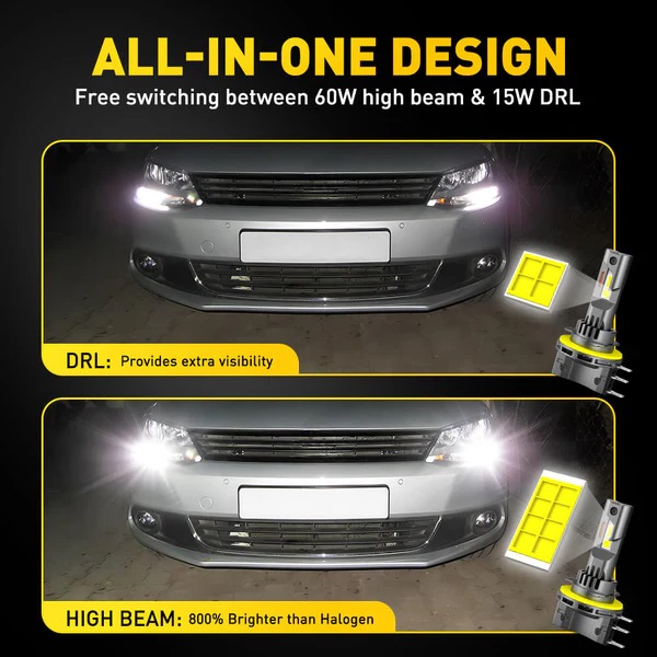 h15 led headlight bulbs high beam no adapter required 30w 10000lm 1167002098_x600
