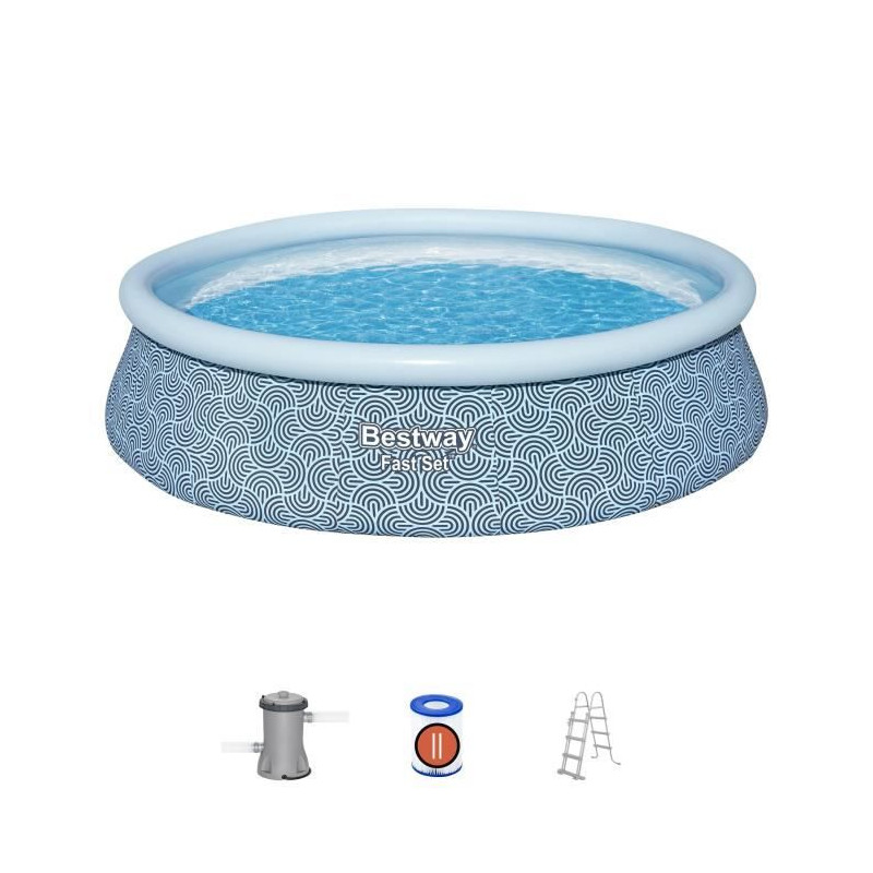 kit piscine gonflable bestway fast set 457 x 107 cm ronde filtre a cartouche echelle 1 cartouche