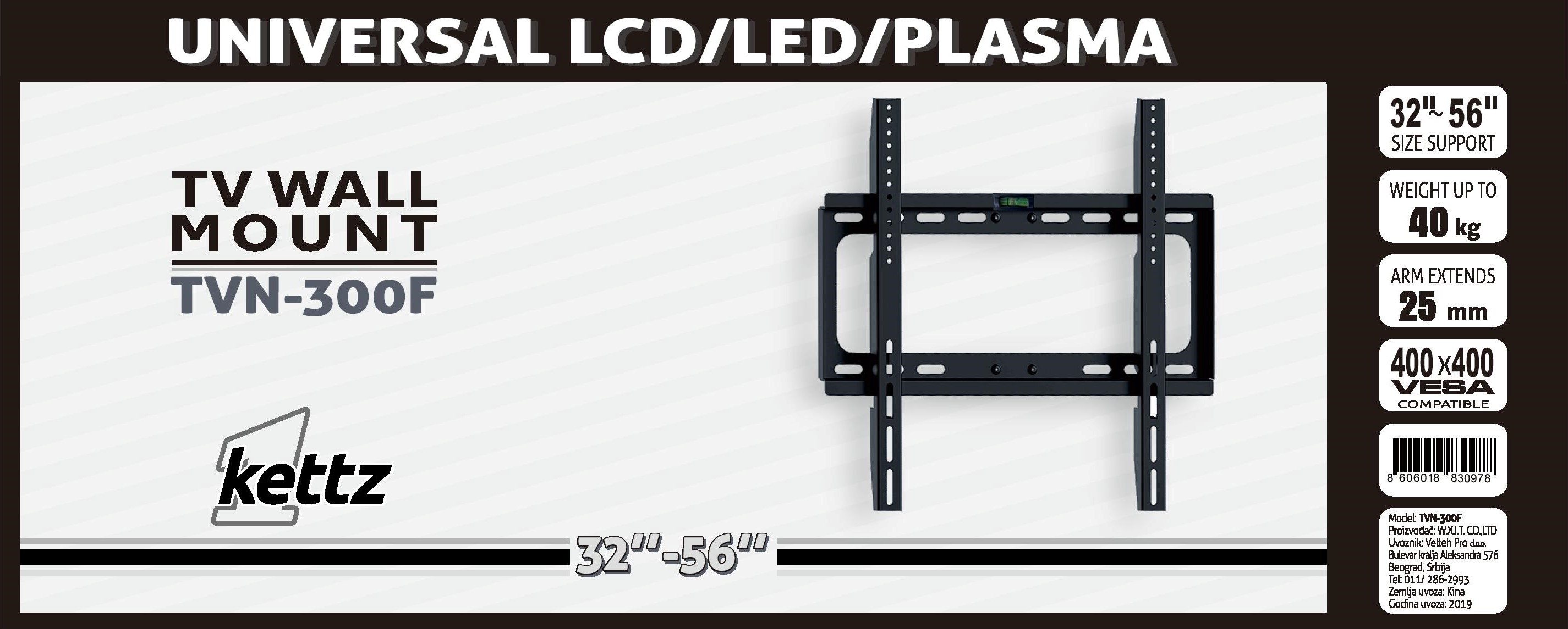 Nosač za TV fiksni Kettz TVN-300F 32"-56" nosac za tv fiksni kettz tvn 300f 32 34 56 34 1475_1.jpg