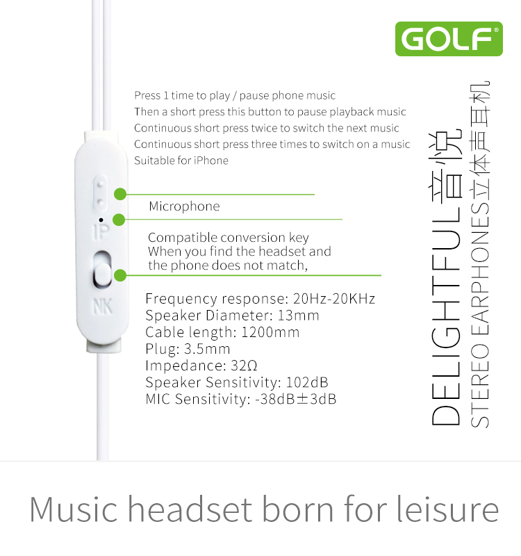 Slušalice za mobilni + mikrofon GOLF M1 bele slusalice za mobilni mikrofon golf m1 bele 213_3.jpg