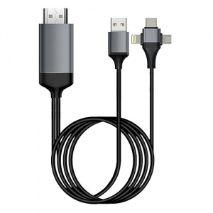 Konvertor 3u1 Type C/Lighting/Mik. na HDMI BT