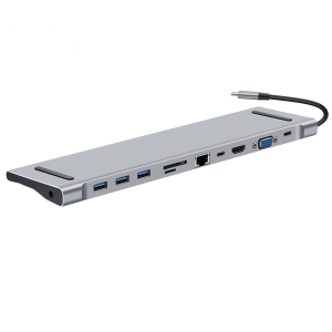 Type C HUB 11u1 4K-HDMI VGA USB-C PD SD/TF US