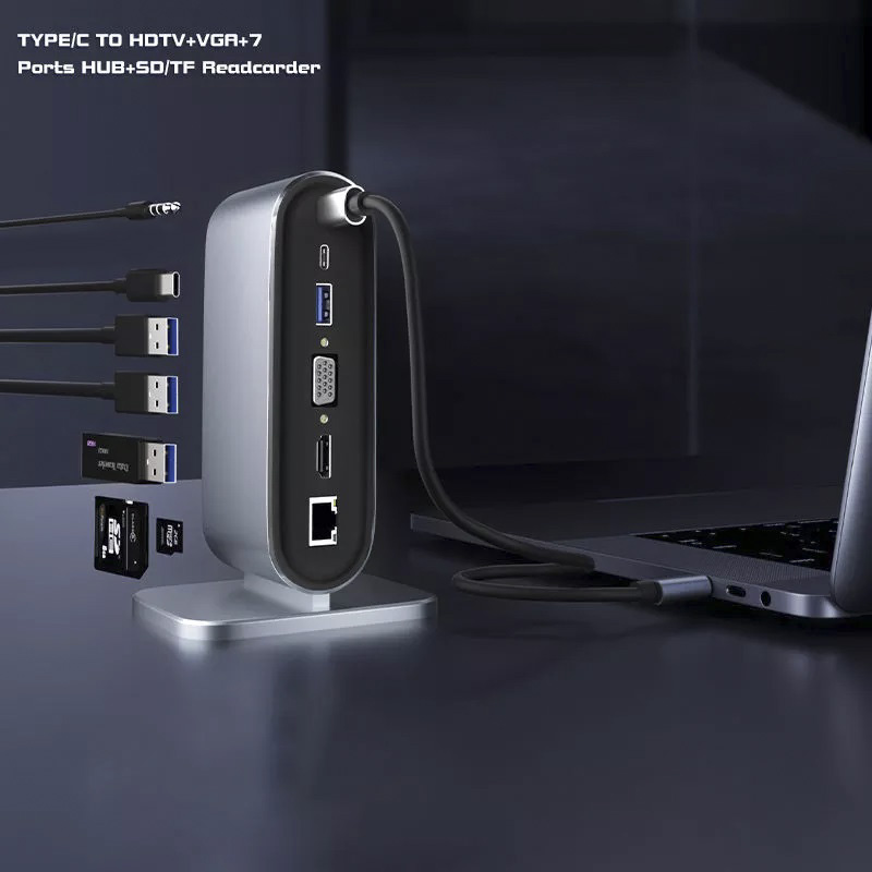 Tip C HUB 12/1 HDMI 3*USB VGA AUDIO SD/TF PD tip c hub 12 1 hdmi 3 usb vga audio sd tf pd 3916_2.jpg
