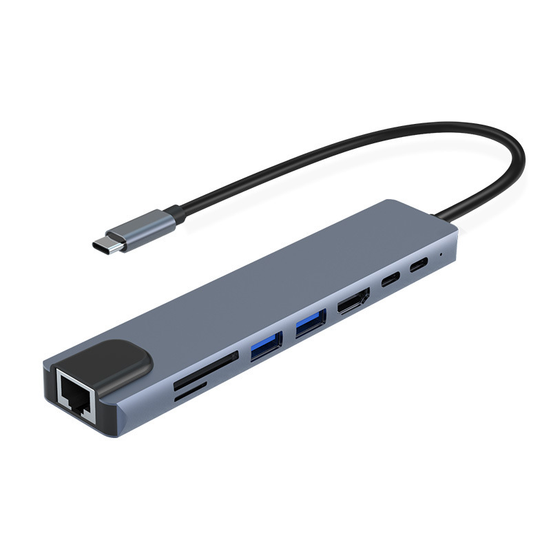 Type C HUB 8u1 4K HDMI SD/TF USB-C PD 100M RJ type c hub 8u1 4k hdmi sd tf usb c pd 100m rj 3919_1.jpg
