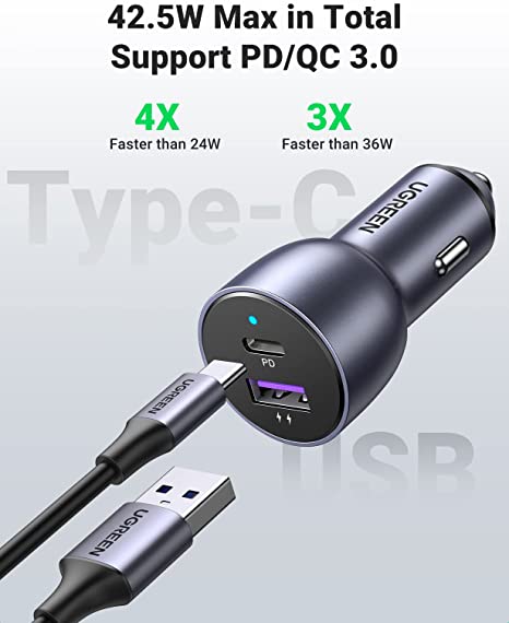 UGREEN CD213 Auto Punjač ALU kućište PD 42.5W ugreen cd213 auto punjac alu kuciste pd 42 5w 3402_1.jpg