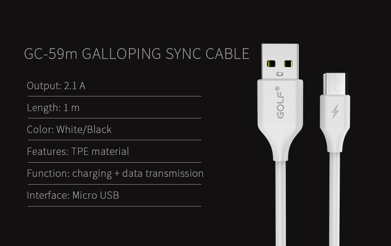 USB kabl na mikro usb 1m GOLF GC-59M beli usb kabl na mikro usb 1m golf gc 59m beli 1620_3.jpg