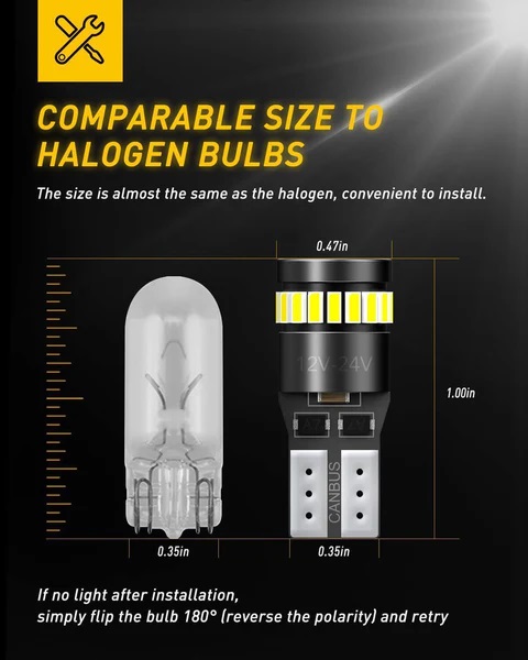 uxito 194 led light bulb 6000k white 168 2825 w5w t10 wedge 24 smd 3014 chipsets error free 12493226147913_x600
